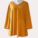 Isaac Mizrahi  Live Swing Top Knit Blouse Harvest Gold L Photo 0