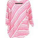 Habitat  Blouse Women's Size Small Linen Asymmetrical Hem Pink White Striped Top Photo 0