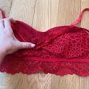 Aerie  Bra Red Lace Velvet Trim Floral Large Photo 1