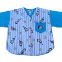 Betty Boop Vintage 90s  Baseball Blue Striped AOP Button Up T-shirt Jersey Photo 0