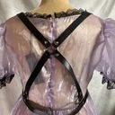 Dolls Kill Widow  Puff Sleeve Organza Babydoll Dress Harness Photo 6