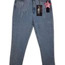 Simple Society  Juniors Jeans High Rise Straight Light Wash Size 7/28 Rhinestones Photo 0