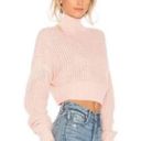 Lovers + Friends  Mockneck Cropped Loose Knit Pink Long Sleeve Wool Blend Sweater Photo 1