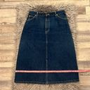 Lee Vintage  100% cotton denim A-line midi skirt front slit 14 Photo 6