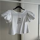 ZARA Brand New with tags  short puff sleeves white shirt Photo 5