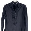 Lands'End  Ruffle Button Down Shirt Long Sleeve Black Work Size XS Photo 1