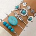Daisy 5 Piece Turquoise and Silver Bracelet Set Photo 0