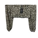 Sincerely Jules  Long Sleeve Cropped Leopard Print Top Built In Bra Sz Medium NEW Photo 2