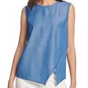 DKNY  Women's Blouse Asymmetric Fringe Linen Top Lagenlook Loose Travel Large Photo 1