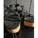 Eileen Fisher  Array Black Strappy Cork Wedge Platform Sandals Size 8 Photo 5