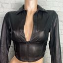 Meshki  Black Pleather Zipper Front Corset style Fitted Top XS Photo 1