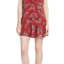 Joie  Almarie B Red Floral 100% Silk Mini Dress Medium Georgette Drop Waist Photo 2