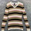 basic editions  XL Womens Sweater Pullover Ribbed V-Neck Long Sleeve Striped NWOT Photo 7