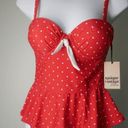 Unique Vintage  TANKINI TOP RED POLKA DOTS MEDIUM Photo 2