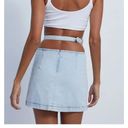 We Wore What New  Cut Out Mini Skirt Denim Super Light Blue Comfort Indigo Large Photo 2