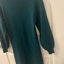 Line and Dot Long Sleeve Green Sweater Dress Photo 2