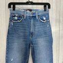 Abercrombie & Fitch  High Rise Mom Jeans Distressed Ripped Knee Frayed Ankle 25/0 Photo 3