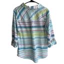 Christopher & Banks  Womens Large Colorful Striped Button Shirt 3/4 Sleeve Photo 1