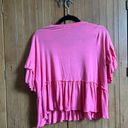 Hot Pink Ruffle Crop Top Shirt Size L Photo 1