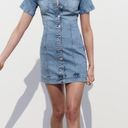 ZARA Dress mini denim jeans button up collar casual short sleeve Photo 1