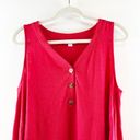 J.Jill  V Neck Sleeveless Cotton Blend Button Front Tank Top Red Large Petite Photo 3