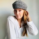 Handmade Womens Knit Beret Handknit Grey Beret Style Hat Crochet Accessories Photo 3