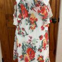 Davi & Dani  Floral Midi Dress Medium Red Orange Yellow Green white Off shoulder Photo 3