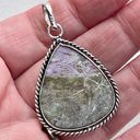 Handmade Teardrop Natural Charoite Gemstone Sterling Silver 1.7” Pendant Photo 4