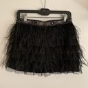 Guess Black Embellished Tiered Feather Mini Skirt Photo 6