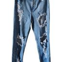 Vibrant super distressed skinny jeans style #P1378 size 3 waist 13.5" Photo 0