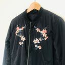 American Eagle Floral Embroidered Black Puffer Bomber Jacket Photo 4