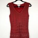 Talbots  Vintage Hand Knit Crochet Cami Red M 70s Fairycore Hippie Whimsigoth Photo 2