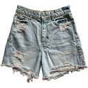 ZARA Vintage Style Ultra High Waisted Distressed Light Wash Denim Shorts 4/26 Photo 0