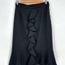 Saint Laurent Yves  YSL Wool Stretch Ruffle Trim Pencil Skirt Black Women's 4 Photo 0