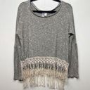 Alya  Bohemian Speckled Women's Pullover Knit Fringe Sweater Size Small Western Photo 0