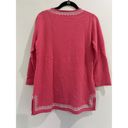 Tommy Bahama  Pink Cashmere Tunic Size XS 3/4‎ Sleeve Embroidered Pineapple Print Photo 1