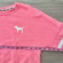 PINK - Victoria's Secret Victoria’s Secret PINK Coral Stripe Dog Logo Varsity Crew Neck Sweatshirt XS Photo 5