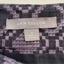 Ann Taylor  Skirt Purple Black Geo Print Silk Cotton Pleated Knee Length Size 8 Photo 1