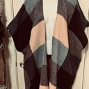 Ann Taylor  Loft Pink Gray Blue Plaid Poncho Shawl Wrap One SIze Photo 1