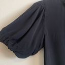 Something Navy Black Puff Sleeve Ruffle Blouse Photo 3