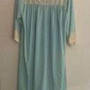 Vintage Blue and Cream Lace 1/2 Sleeve Nightgown Chemise Lingerie Dressing Gown Photo 0