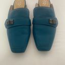 Nine West Women’s Square Toe Leather Buckle Mules Teal Blue Size 7M NWOT Photo 3