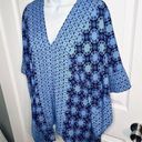 Miami  Kaftan Style Mediterranean Print Top Flowy Blue M Photo 3