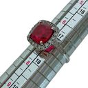 Ruby 10K 10KT White Gold Faux  Halo Cushion Ring Sz 7 Photo 6