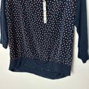 The Moon NWT Olivia Navy Sheer Sleeve Blouse Medium Photo 6