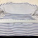 J.O.A. white blue striped croptop cold shoulder Large Photo 4