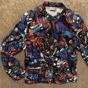 Chico's  Jacket Womens Medium 1 Colorful Abstract Button Up Wearable Artsy Boho Photo 0