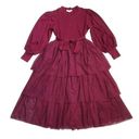 Krass&co NWT Ivy City . Cosette Midi in Wine Tiered Tulle Skirt Fit & Flare Dress M Photo 0