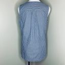 Vince  Tank Top 10 Blue & White Sleeveless Top Half Button Striped Split Hem Photo 5