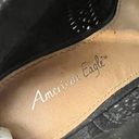 American Eagle  Black Faux Leather Peep-toe Block Heel Booties Photo 8